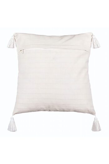 BEKZ Decorative Pillow with Fringes, Creative Abstract Pattern 6, 45x45 cm, Ecru, With zipper
