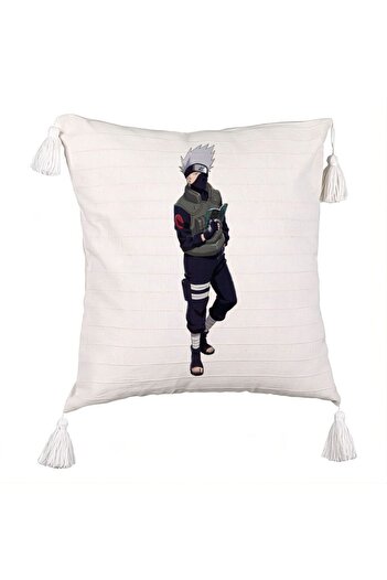 BEKZ Pillowcase with fringes with Naruto Kakashi, 45x45 cm, Ecru, With zipper