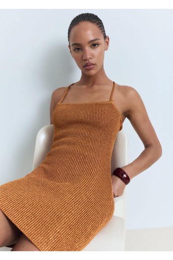 MANGO Woman Rochie lurex cu spate încrucișat