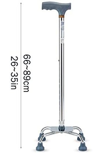 Chinla Quad Cane - 10-Level Adjustable Walking Cane with Four-Leg Base for Stability - Comfortable Polyprop