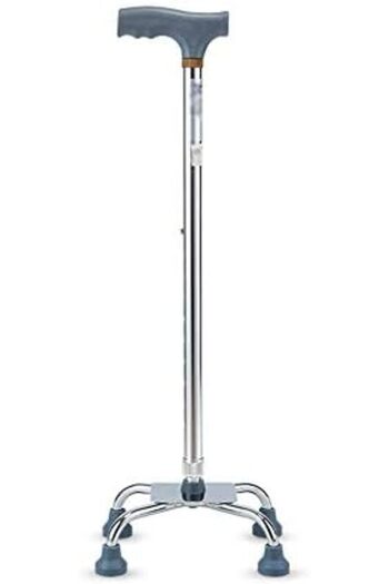 Chinla Quad Cane - 10-Level Adjustable Walking Cane with Four-Leg Base for Stability - Comfortable Polyprop