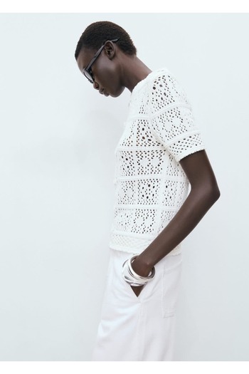 MANGO Woman Crochet Cardigan with Short Sleeves