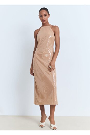 MANGO Woman Rochie cu paiete, cu decolteu pe picioare