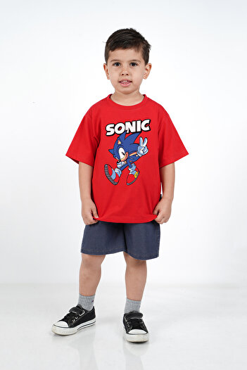c.c.l. coccolin kids baby clup Boy's Sonic Printed Combed Cotton 2-Piece Bottom Top Elastic Waist Denim Shorts T-Shirt Set