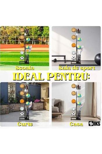 SIKS Storage Rack for Sports Balls and Sports Items, Multi-Layer Vertical Sports, 19x40x155cm