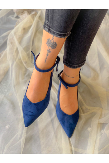 BERFONA Dubai Dark Blue Cow Suede 5 cm Heel Sandals