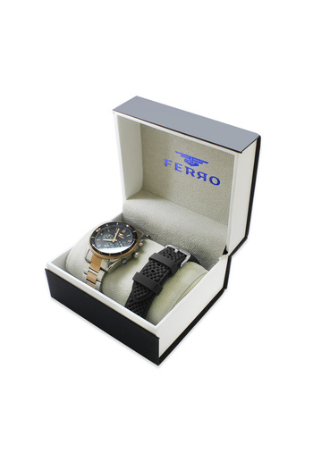 Tesbihane Ferro Steel-Silicone Can Replace Double Cord Men's Wrist Watch Th-Fm31920D-J