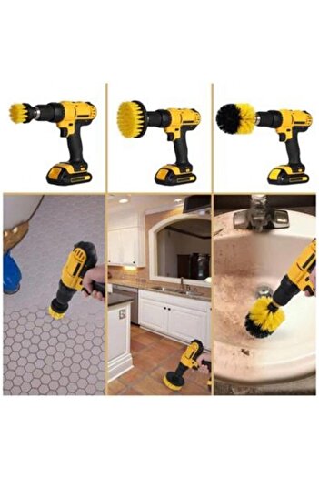 STOREMAX Polysight 3-Piece Drill Bit Bathtub Shower Cabin Car Wheel Seat Washing Cleaning Brush Set, Color