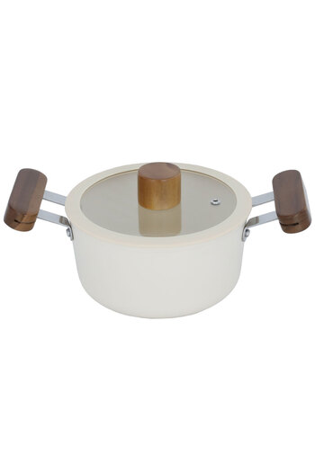 Tornado Ceramic Pot Tornado, 16 cm, Wooden Handle - Beige