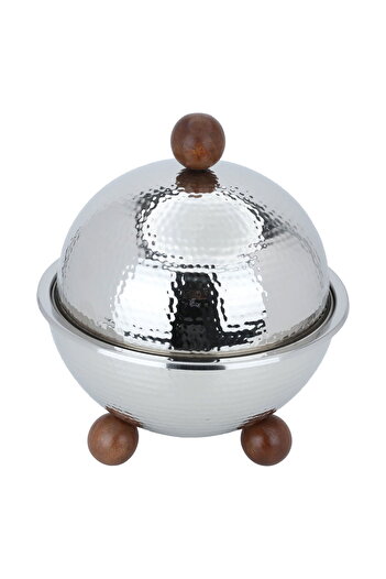 Alsaif Gallery Circular Serving Dish - Alsaif Gallery, 29×24×24 cm, Wooden Legs - Silver