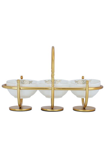 Alsaif Gallery Porcelain Serving Plate Alsaif Gallery, 31x12x20 cm - White and Gold