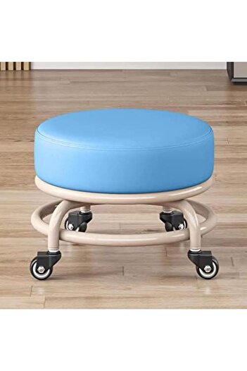 Generic Low rolling stool with wheels, 360° rotating stool, 360° swivel caster, PU leather rolling stool,