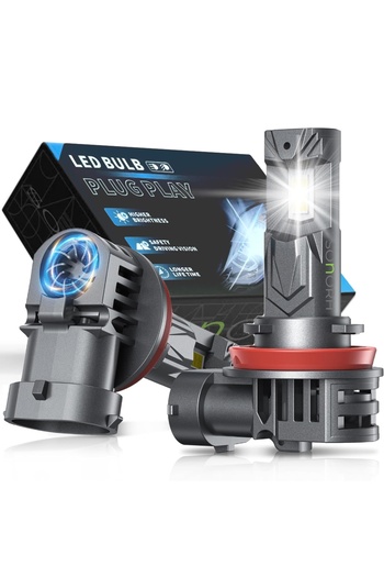 SONORH Set de 2 becuri LED 9005/HB3, 120W, 6500K, 30000LM, Canbus Plug&Play, ventilator și tijă de răcire din cupru
