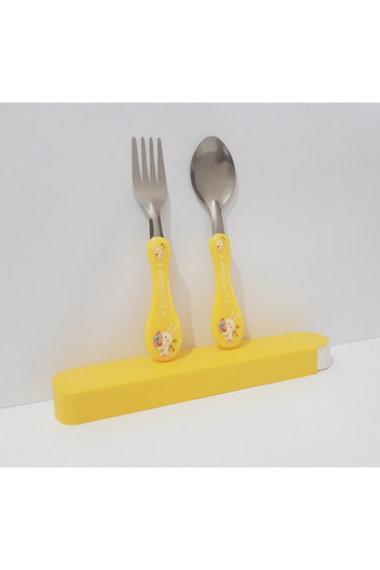renkli çiçekler Fork Spoon Cartoon Patterned Fork Spoon Set for Kids