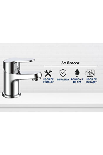 ferrara Baterie lavoar baie La Brocca NAPOLI P300D105, Monocomandă, alamă sanitară, finisaj cromat
