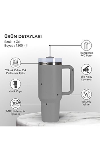 COFFEEHUTT Thermos Cup with Straw 1.2