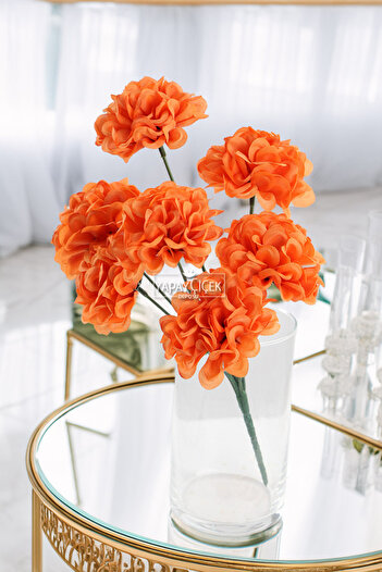 Yapay Çiçek Deposu Artificial Flower 7 Branches Eco Chrysanthemum Bouquet 30 cm Orange
