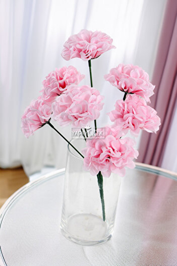 Yapay Çiçek Deposu Artificial Flower 7 Branch Eco Chrysanthemum Bouquet 30 cm Pink