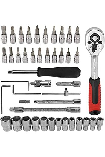 Stanley 46pcs/set Socket Ratchet Torque Wrench Extension Bar Drill Bits Automobiles Repair Tools Kit Multifu