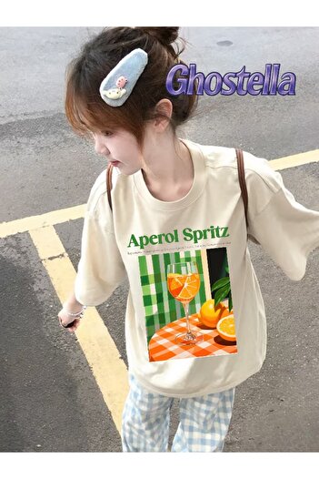 Minga London Μπεζ μπλουζάκι Aperol Spritz Oversize Unisex -Ghostella