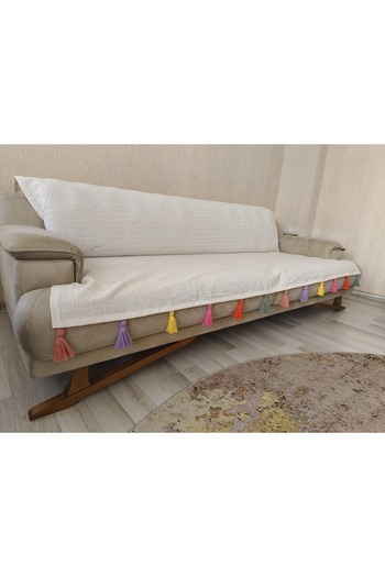 Petek Home BULDAN KUMAŞ RENKLİ PÜSKÜLLÜ KOLTUK ÖRTÜSÜ 160X210 EBATINDA 1 ADET ÖRTÜDÜR