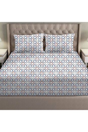 Danube Home Albany Super King Bed Fitted Sheet Set 200X200+30Cm/50X75+15Cm Maze Multicolor|80 Cotton; 20 Lyocell