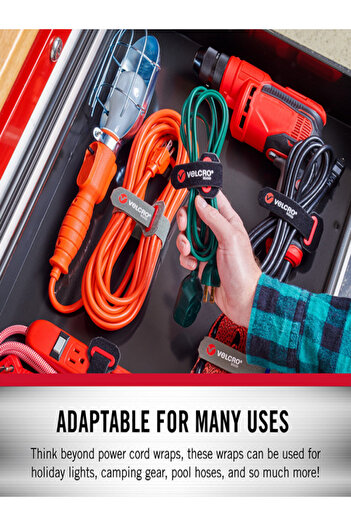 Velcro Power Cord Wraps with Slotted Grommet