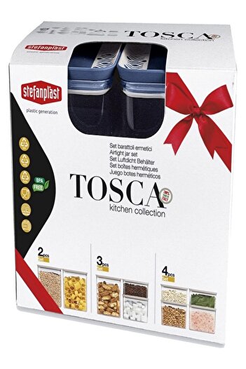 Stefanplast 3-Piece Tosca Rectangular Plastic Jar Set