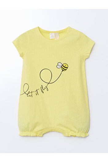 LC Waikiki Crew Neck Printed Baby Girl Jumpsuit
