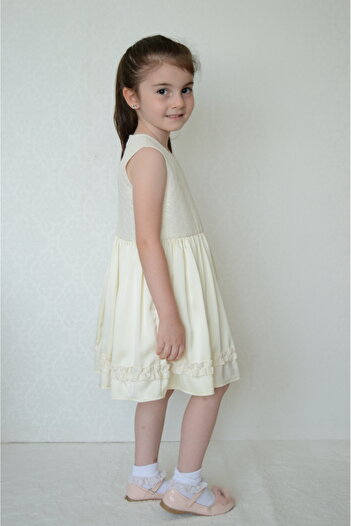 Sevimli Girls' Dress Ruffle Summer Dress on Skirt