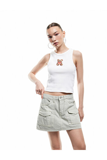 Koton Cargo Pocket Detailed Buttoned Cotton Mini Shorts Skirt