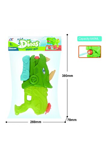 Flippy Water Toy for Kids, Tank, For Pool/Beach, Flippy, 6 years+, Triceratops, 3 Nozzles, Green, 640ML