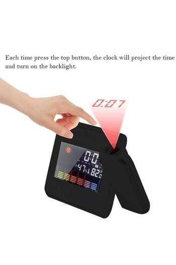COOYA Alarm Clock LCD Screen Dual Rotatable Laser Clock Color Display with Led Backlight Temperature