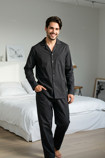 Trendyol Collection Black More Sustainable Thin Woven Pajamas Set Tmnaw25Pt00056