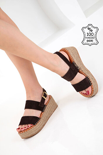 SOHO Brown Suede Genuine Leather Women's Sandals 20683
