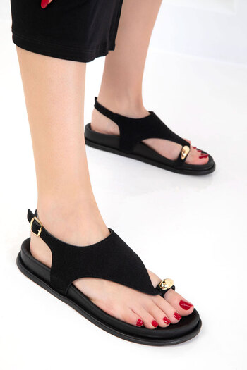 SOHO Black Suede Women's Sandals 20632