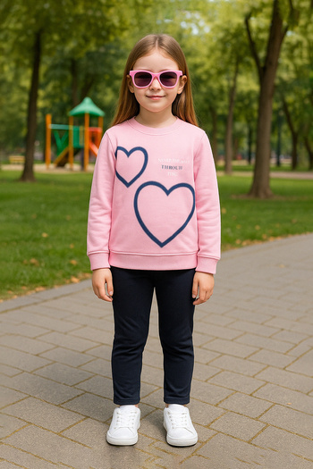 TRENDYOLKIDS Rózsaszín szlogen kötött alsó felső készlet TKDAW25AU00034