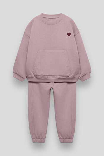 Magu Embroidered Cotton Sweatshirt Jogger Tracksuit Bottom-Top Set