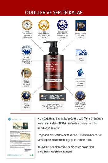 Kundal Kafein Içeren Dökülme Karşıtı Bakım Şampuanı Caffeine Scalp Shampoo 500ml (CHERRY BLOSSOM)