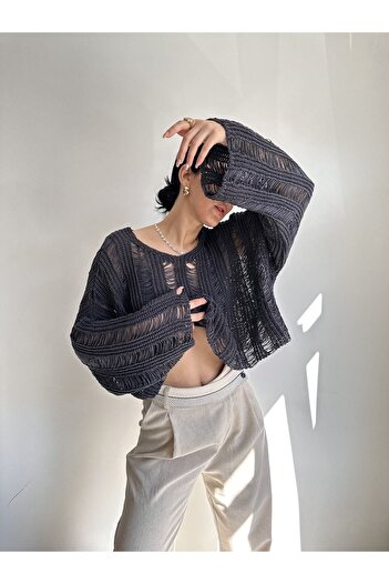 BOHEMAİ Openwork Smoked Organic Knitwear Crop
