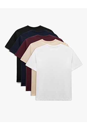 Koton Cotton Regular Fit Short Sleeve Crew Neck Basic 5-Piece Men's T-Shirt Set