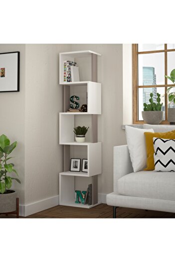 Mourah Home Mourah Home Piri Modern Bookcase Display Unit White Mocha