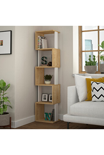 Mourah Home Mourah Home Piri Modern Bookcase Display Unit Oak White