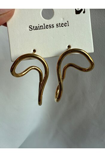 LUSORA ACCESORY Gold Color Modern Form Steel Earrings - Stainless Steel, Minimal Design"