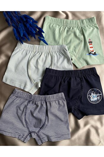 Elosia Sealer, 4-Pack Sailor Themed, Cotton, Printed Boys' Boxer Shorts