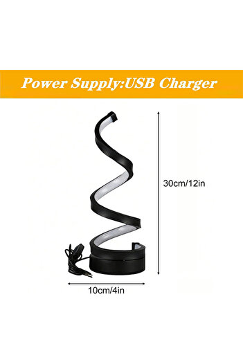Generic LED table lamp with black spiral design