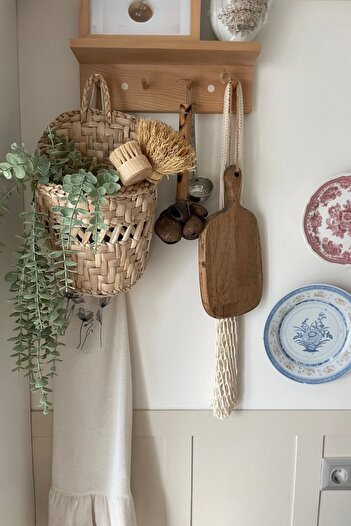 afralya home Wicker Mailbox Flower Pot Flower Pot Newspaper Holder Bookshelf Wicker Wooden Basket Decorative Accessory 35 cm