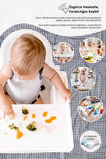 HAMUR Proof Liquid Proof 100X140 cm Baby Kids Play Event Activity Nutrition Cover Checkers Denim