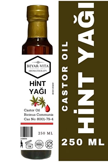 BEYARVİTA Hint Yağı 250 ml – Soğuk Sıkım – Cam Şişe – Katkısız - Castor Oil -