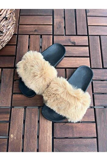 Behtah Kundura Furry Women's Slippers Anatomical Sole Outdoor Indoor Dowry Guest Slippers